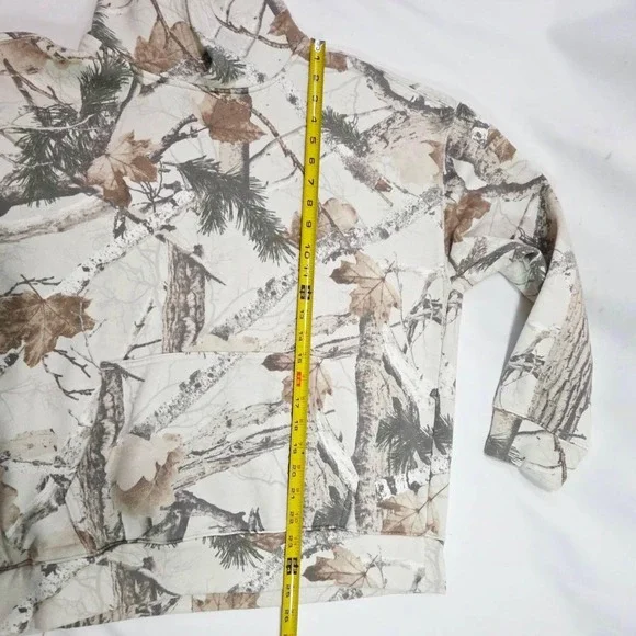 Hollister Boxy Fit Real Tree Fleece Hoodie Mens M Camo Sweatshirt Cream Y2K Zip - Picture 13 of 15